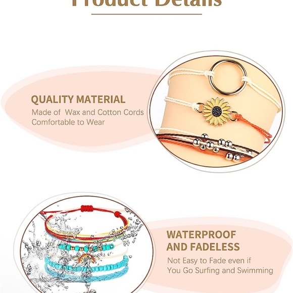 Handmade Rainbow Beaded Charm Bracelet or Anklet - Set of 3 - Picture 11 of 13